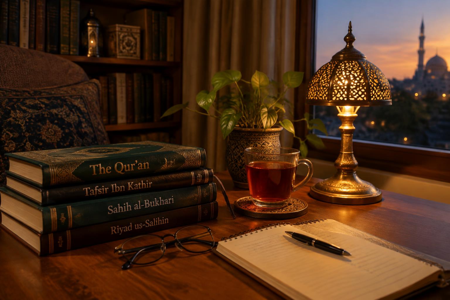 Adults learning Islam in an online lesson